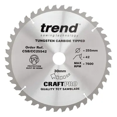 Trend CSB/CC25542 Craft Pro Negative Hook Crosscutting TCT Circular Blade Ideal for Makita MLS10