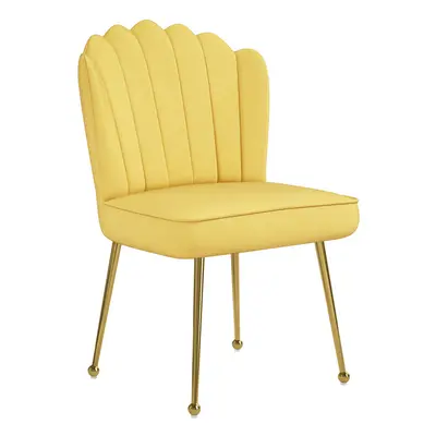 HOMCOM Velvet-Feel Shell Accent Chair Home Bedroom Lounge Metal Legs Yellow