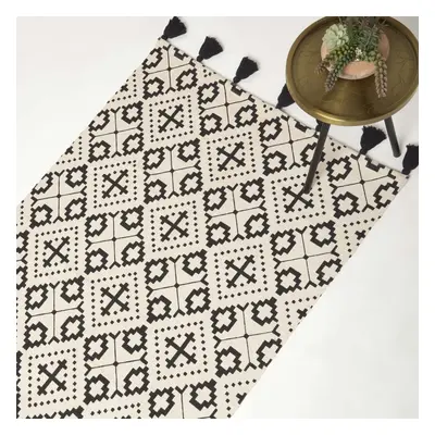 (160 x cm) Reva Black & White Cotton Geometric Rug