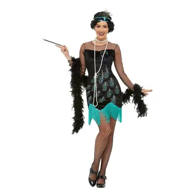 Womens 1920s Peacock Flapper Fancy Dress Costume Size