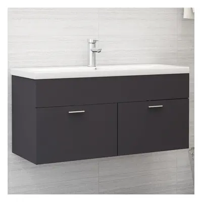 vidaXL Sink Cabinet with Built-in Basin Grey Chipboard Bathroom Vanity Unit