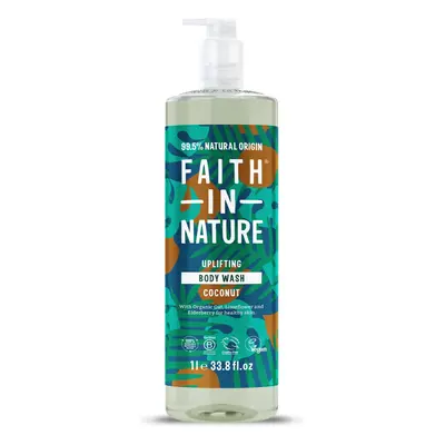 1L Organic Coconut Body Wash, Uplifting Shower Gel, Vegan and Cruelty Free, No SLS or Parabens, 