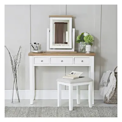 Dressing Table Storage Drawers White Solid Oak Veneer Vanity Assembled