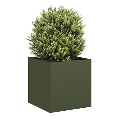 vidaXL Planter Olive Green 40x40x40 cm Cold-rolled Steel plant pot plant stand