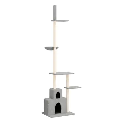 (light grey) vidaXL Floor to Ceiling Cat Tree 250.5-276.5cm Cat Scratch Tower Multi Colours