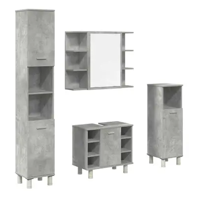 vidaXL Piece Bathroom Furniture Set Concrete Grey Engineered Wood