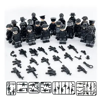 22PCS Military Soldiers Black SWAT Minifigures Toy