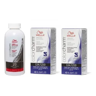 (12A(2)+Dev(Vol.20)3.6oz) Wella 12A Frosty Ash Color Charm Permanent Liquid Haircolor