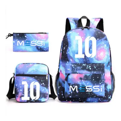 (12) 3pcs Football Messi Backpack 3D Printe Teens Shoulder Bags