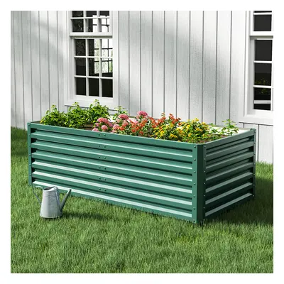 Charcoal Dark Green Metal Rectangular Raised Garden Bed