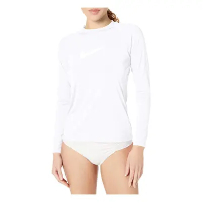 NIKE Swim Women's Standard UPF 40+ Long Sleeve Rashguard Swim Tee Whi