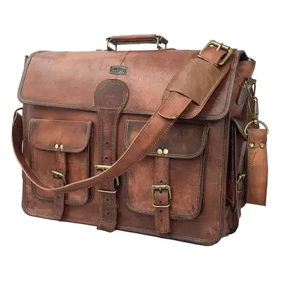 DHK Inch Vintage Handmade Leather Messenger Bag Laptop Briefcase Computer Satchel bag For Men (D