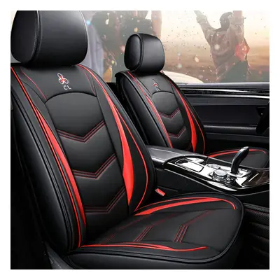 (Red) Wear-Resistant PU Leather Car Seat Cover