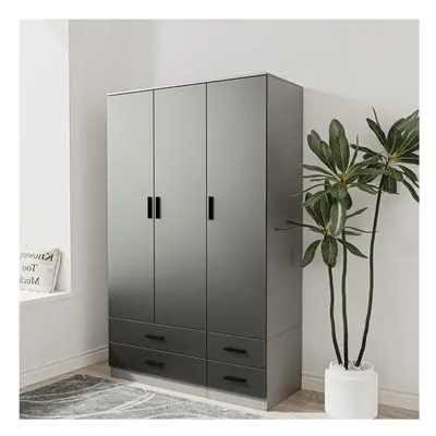 (Grey & Black) Door Drawer Wardrobe Storage Shelf Hanging Bedroom Modern Furniture