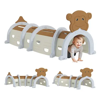 AIYAPLAY Kids Play Tunnel for Crawl and Climb, Monkey Design, Brown