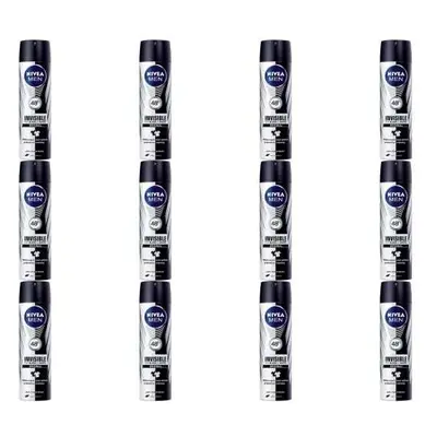 NIVEA MEN INVISIBLE BLACK & WHITE ANTIPERSPIRANT SPRAY - 150ML (Pack of 12)