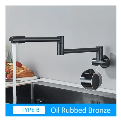 (B-Oil Rubbed Bronze) Quyanre Chrome Nickel Black Brass Pot Filler Tap Wall Mounted Kitchen