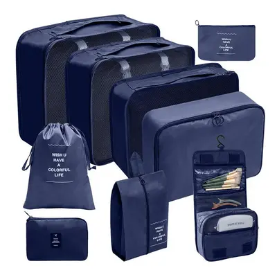 (Wash digital nine piece set of navy blue, suit) Hot Selling Amazon Waterproof Travel Storage Ba