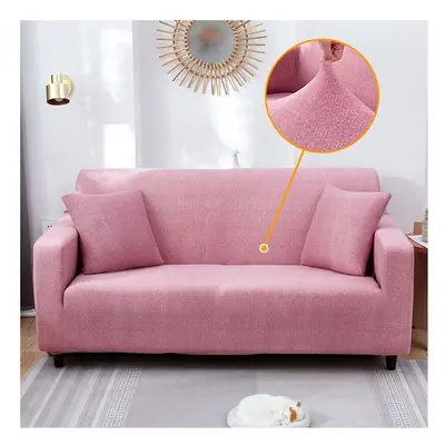 (Pink, 4-Seater) 1/2/3/4 Seater Sofa Cover Solid Color Slipcover