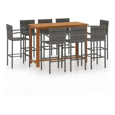 vidaXL Garden Bar Set Piece Grey Bistro Table and Chairs Outdoor Furniture