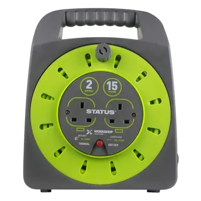 Status m A Socket Outlet Cable Reel - Green/Grey