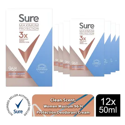 Sure Women Maximum 96-H Protection Clean Scent Deodorant Cream, Pack, 45ml