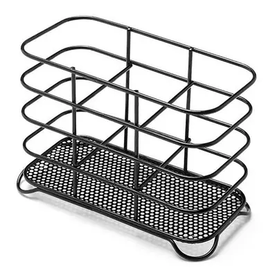 Addis Deluxe Steel Section Wire Cutlery Holder & Drainer Black Gloss