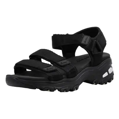 Skechers Womens DLitesFresh Catch BlackBlack Wedge Sandal M US