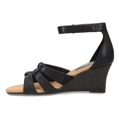 Clarks Women's Kyarra Joy Wedge Sandal Black Leather