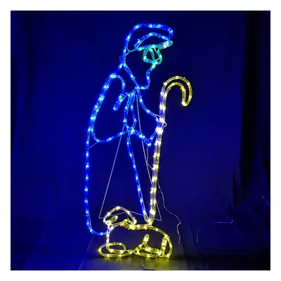 1M LED Multicoloured Indoor Outdoor Christmas Nativity Shepherd with Lamb Silhouette Rope Light