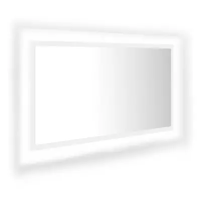 vidaXL LED Bathroom Mirror White 80x8.5x37 cm Acrylic Washroom Wall Mirror