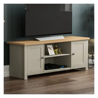 (Grey & Oak) Arlington Door TV Unit Shelf Stand Cabinet Oak