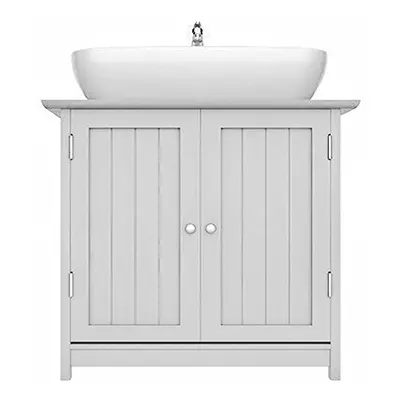 White Under Sink Bathroom Cabinet, Free Standing Wooden Sink Storage Unit, Basin Cupboard With S