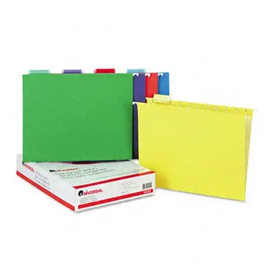 Universal Hanging File Folders- 1/5 Tab- Point- Letter- Assorted Colors- 25/Box