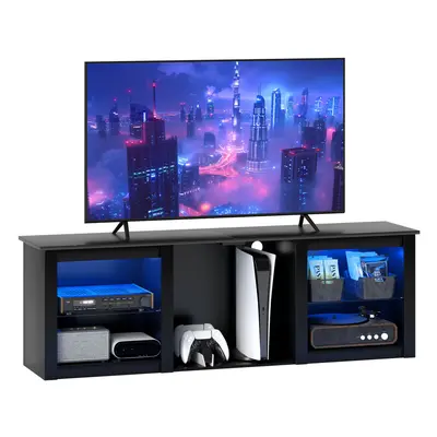 HOMCOM 160cm TV Unit w/ LED Lights for 65" TV Modern TV Stand Cabinet Black