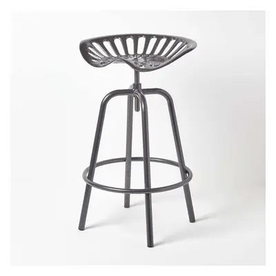 (Metal Grey) Vintage Style Metal Adjustable Tractor Seat Bar Stool