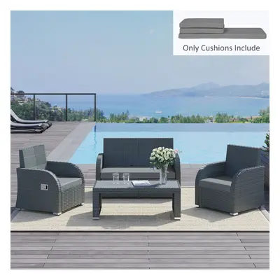 Outsunny 3PCs Rattan Garden Seat Cushions Pads for Patio Furniture Dark Grey