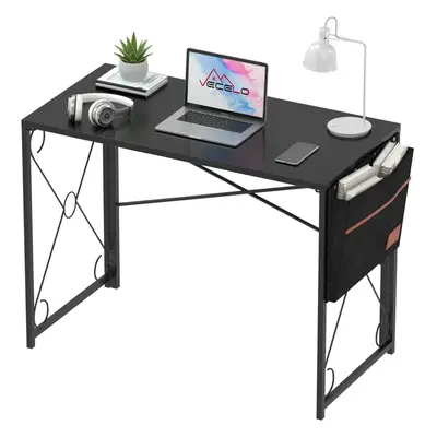 (Classic Black) Inch Writing Computer Folding Desk/Sturdy Steel Laptop Table with Storage Bag fo