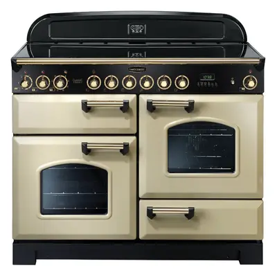 Rangemaster CDL110ECCR/B Classic Deluxe Cream with Brass Trim 110cm Ceramic Range Cooker - A Rat