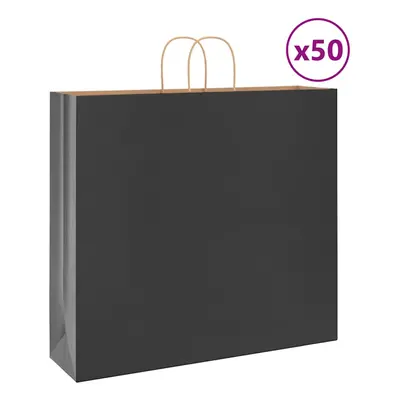 (black, x x cm) vidaXL Paper Bags pcs with Handles Brown 15x8x21 cm Grocery Paper Gift Bag