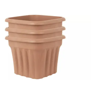 Wham 40cm Square Vista Plastic Planter- Set of 3, Terracotta