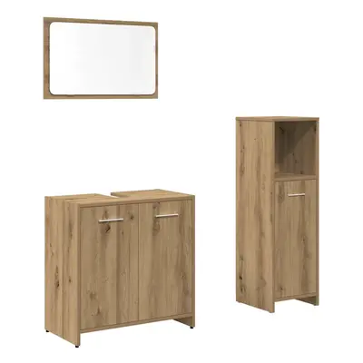 (artisan oak) vidaXL Bathroom Furniture Set Piece Engineered Wood Storage Multi Colours