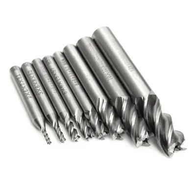 8pcs 2-12mm Flute End Mill Cutter HSS Straight Shank Milling Cutter CNC Tool