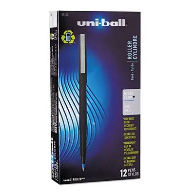 Sanford Uniball Roller Stick Pen, 0.5mm Micro Point, Blue Ink, Dozen (