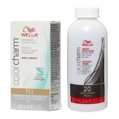 (T11 & Dev (Vol. 20) 3.6oz) Wella Color Charm T14 Pale Ash Blonde Permanent Liquid Hair Toner