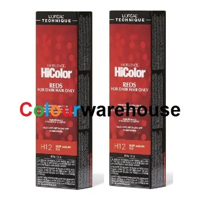 (H12 â 2pcs) L'Oreal HiColor H12 Deep Auburn Red, Reds For Dark Hair Only