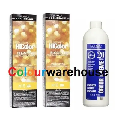 (H16 (2x), Dev (Vol. 20) 16oz) L'Oreal HiColor H16 Honey Blonde, Blondes For Dark Hair Only