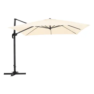 (Beige) Large Square Garden Parasol Patio Sun Shade Umbrella 3M