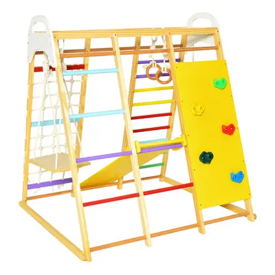 8-in-1 lungle Gym Playset Wooden Climber Play Set for Toddlers