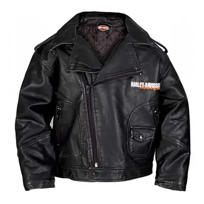 Harley-Davidson Little Boys' Upwing Eagle Biker Pleather Jacket Blk